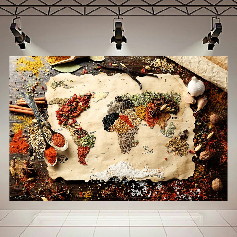 تابلو شاسی طرح نقشه جهان مدل ادویه کد AR546