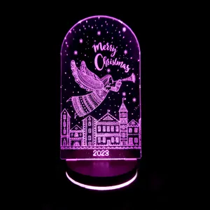 چراغ خواب مدل بالبینگ سه بعدی کریسمس HAPPY CRISMAS 2023  کد 2223