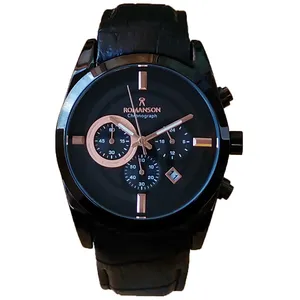 ساعت مچی عقربه‌ای مردانه رومانسون مدل بندچرمی کرنوگراف سه موتور کد 1201A ROMANC