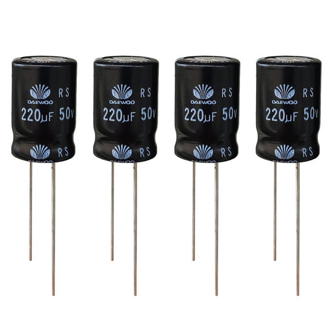 خازن 220 میکروفاراد 50 ولت دوو مدل SK-22050 بسته 4 عددی