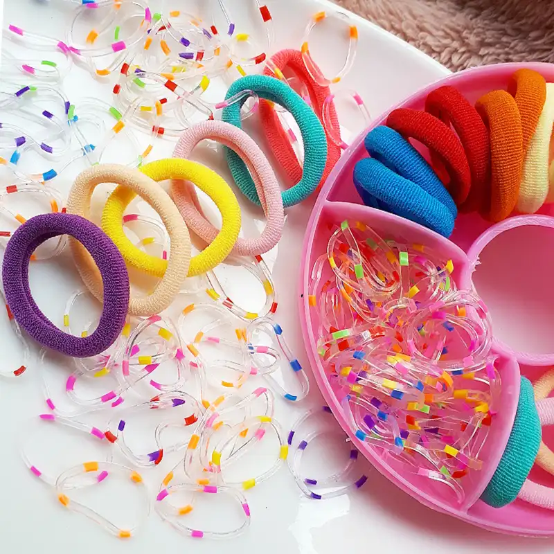 کش مو زنانه مدل چهل گیس خالخالی حوله ای نرم پاستیلی طرح دونات بسته 128 عددی