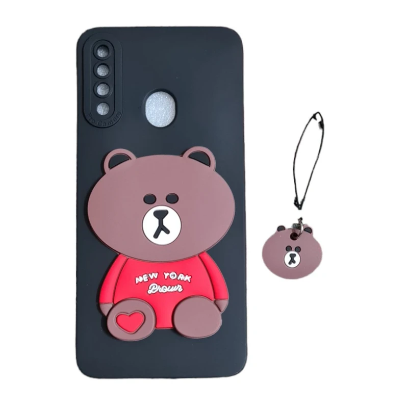 کاور مدل سیلیکونی طرح خرس کد 265 مناسب برای گوشی موبایل سامسونگ Galaxy A20S به همراه بند آویز