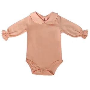 بادی آستین بلند نوزادی دخترانه کد 21 رنگ گلبهی