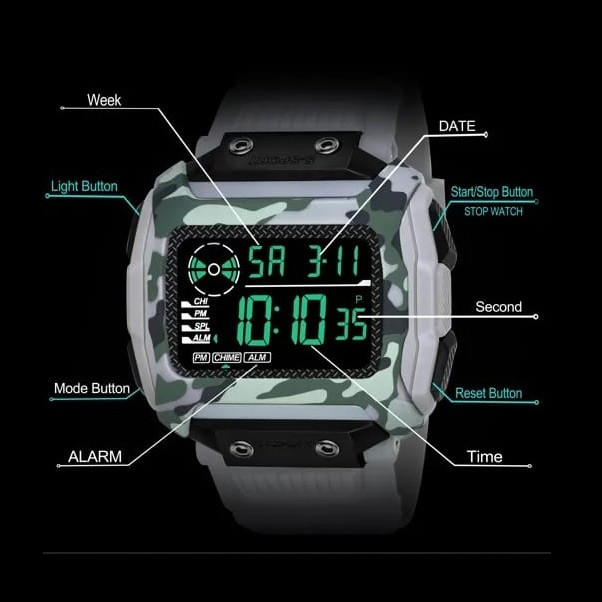 ساعت مچی دیجیتال مردانه پیائوما مدل PM-9097 BK ساعت مچی دیجیتال مردانه پیائوما مدل PM-9097 BK