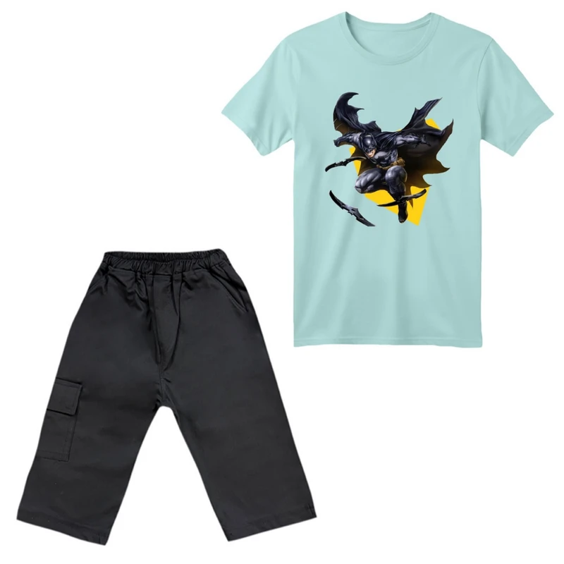 ست تی‌شرت آستین کوتاه و شلوارک پسرانه مدل بتمن کد ۱