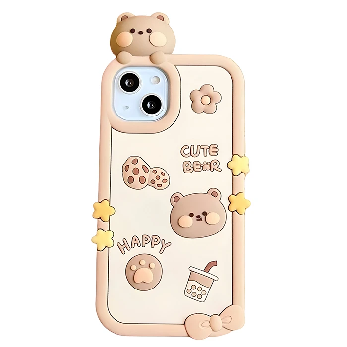 کاور طرح CUTE BEAR خرس بیسکویتی مناسب برای گوشی موبایل اپل IPHONE 15 PRO/14 PRO/13 PRO 