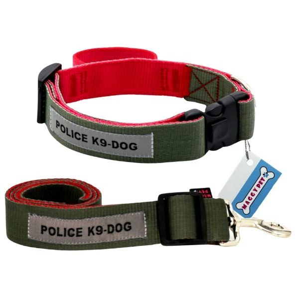 ست بند و قلاده گردنی سگ مگی پت مدل پلیس  Xlarge-Police12