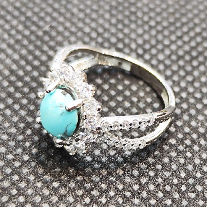 انگشتر نقره زنانه سنگ فیروزه نیشابور کد 19