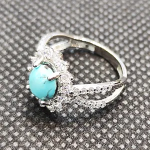 انگشتر نقره زنانه سنگ فیروزه نیشابور کد 196