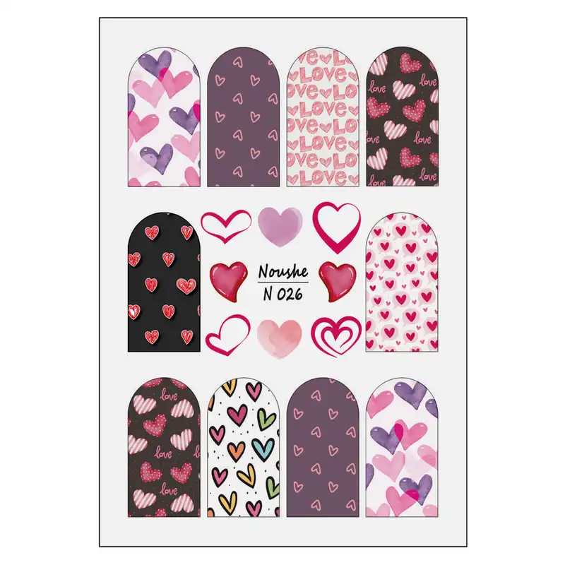 برچسب لنز ناخن مدل قلب کد N026