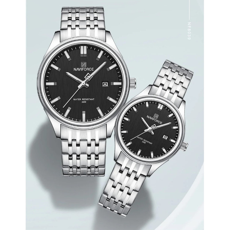 ست ساعت مچی عقربه ای  زنانه و مردانه نیوی فورس مدل 8039SSB