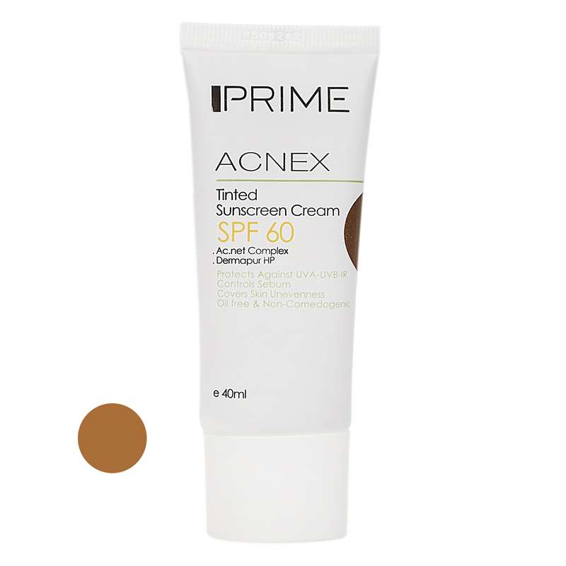 کرم ضد آفتاب رنگی پریم مدل Acnex SPF 60 مناسب پوست های چرب حجم 40 میلی لیتر کرم ضد آفتاب رنگی پریم مدل Acnex SPF 60 مناسب پوست های چرب حجم 40 میلی لیتر