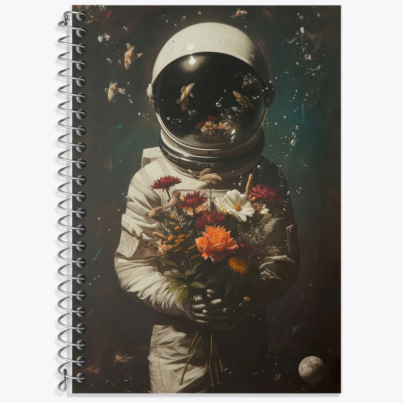 دفتر زبان 50 برگ خندالو مدل دو خط طرح فضانورد کد F2806