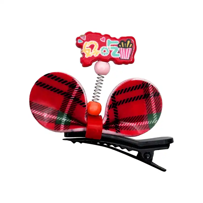 گیره مو دخترانه مدل پاپیون طرح چهارخانه کد SNG275