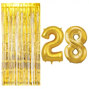 بادکنک فویلی مسترتم طرح عدد 28 به همراه پرده تزئینی بسته 3 عددی