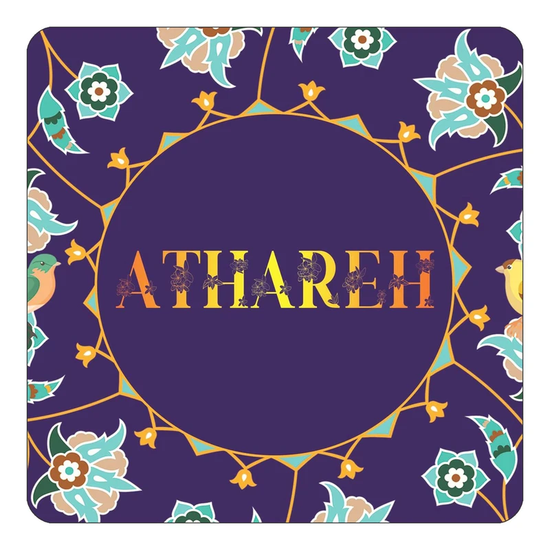 مگنت کاکتی طرح اسم اطهره athareh مدل گل و بلبل کد mg11860