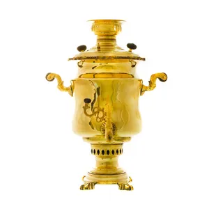 سماور ذغالی برنجی مدل سوزنی ساده کد 4170