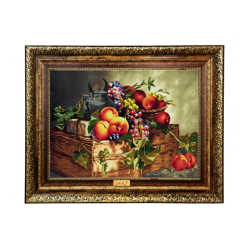 تابلو فرش ماشینی نقش نگار رضوی طرح سبد میوه کد 2435H