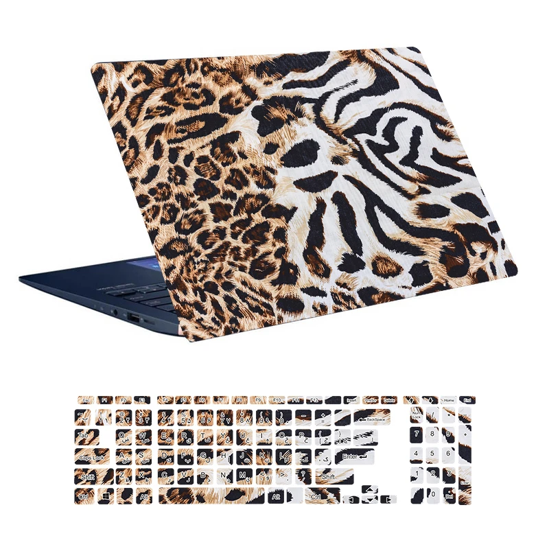 استیکر لپ تاپ توییجین و موییجین طرح Tiger کد 14 مناسب برای لپ تاپ 15.6 اینچ به همراه برچسب حروف فارسی کیبورد 