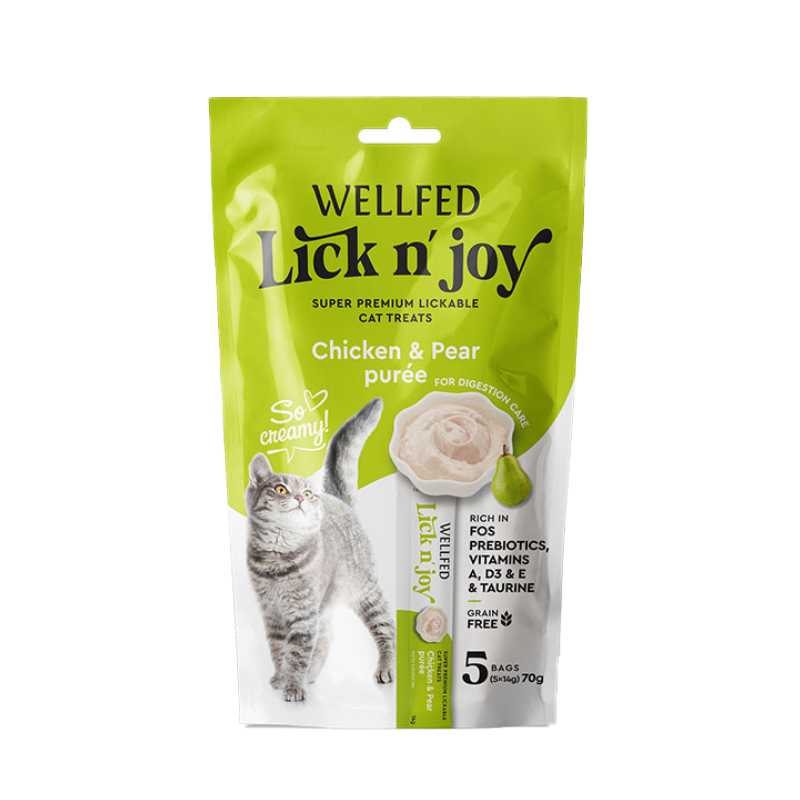 تشویقی گربه ولفد مدل تقویت سیستم گوارش طعم مرغ و گلابی بسته 5 عددی