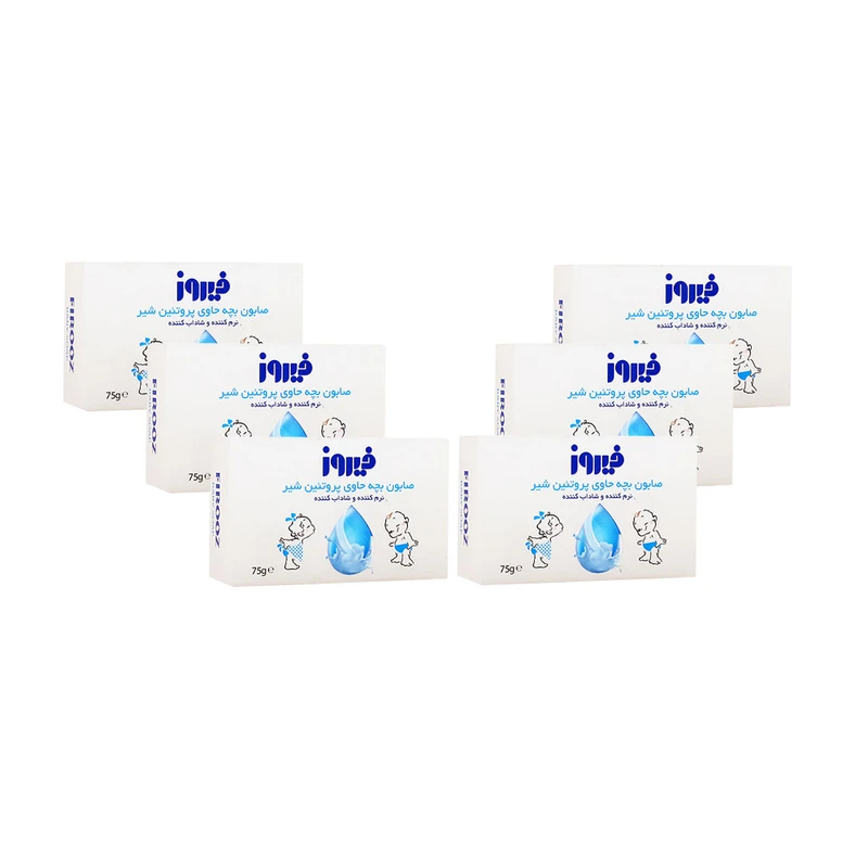 صابون بچه فیروز مدل Milk Protein مقدار 75 گرم مجموعه 6 عددی