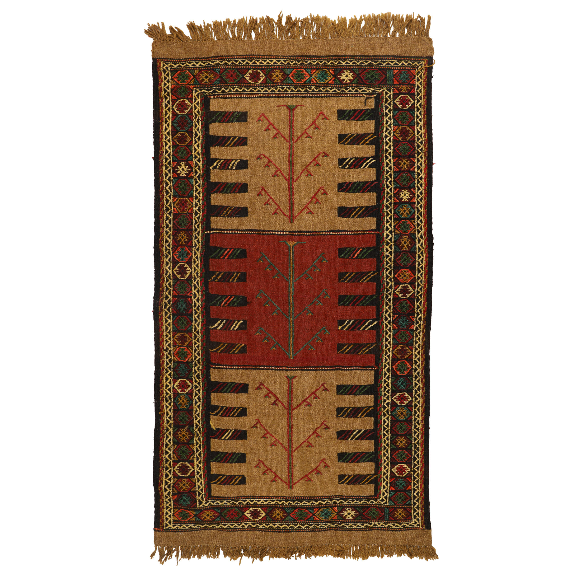 گلیم دستبافت دومتری طرح سفره کردی کد 140418