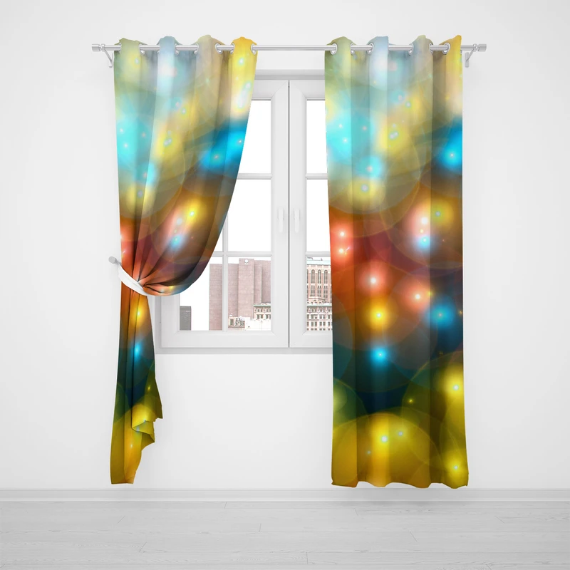 پرده مدل پولکی رنگی P2-115 سایز 140x280 سانتی متر