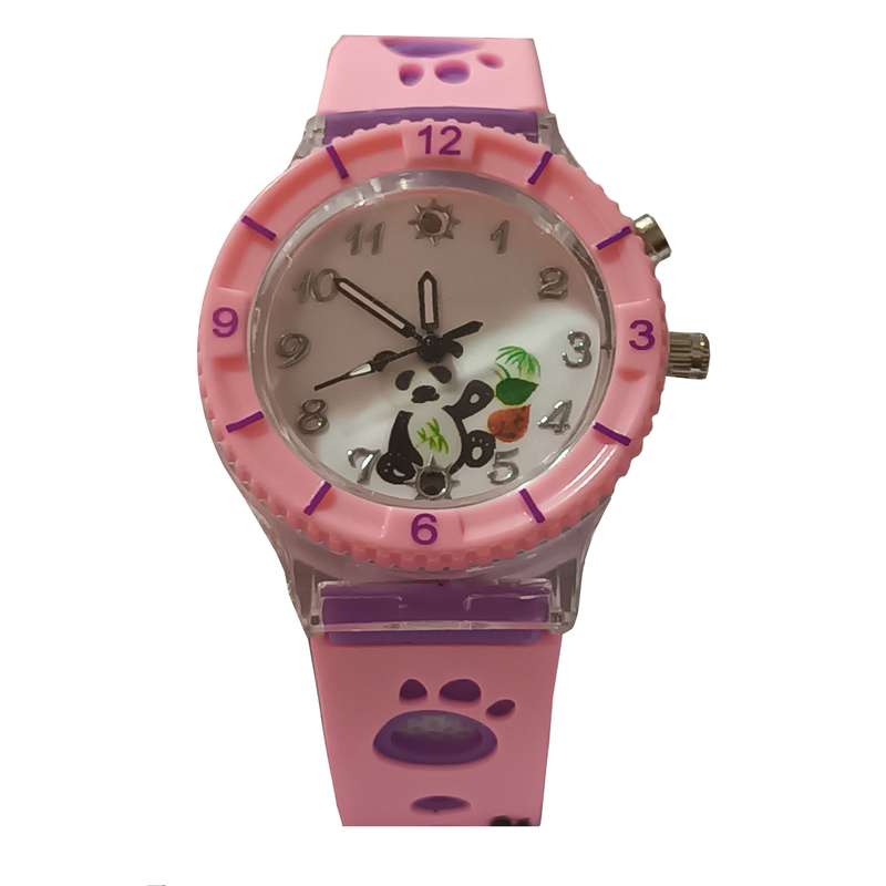 ساعت مچی عقربه ای بچکانه مدل چراغ دار عروسکي طرح پاندا
