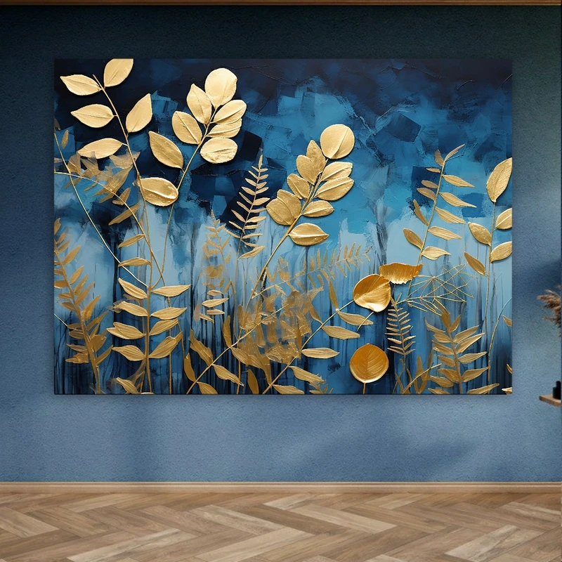 پوستر پارچه ای طرح مخمل انتزاعی مدل ساقه و برگ کد FP1056698