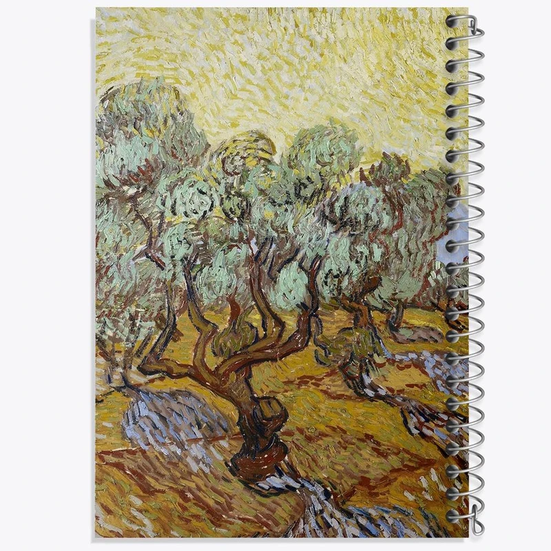 دفتر شطرنجی 50 برگ خندالو طرح زبان درختان زیتون اثر ونسان ونگوگ کد 25444