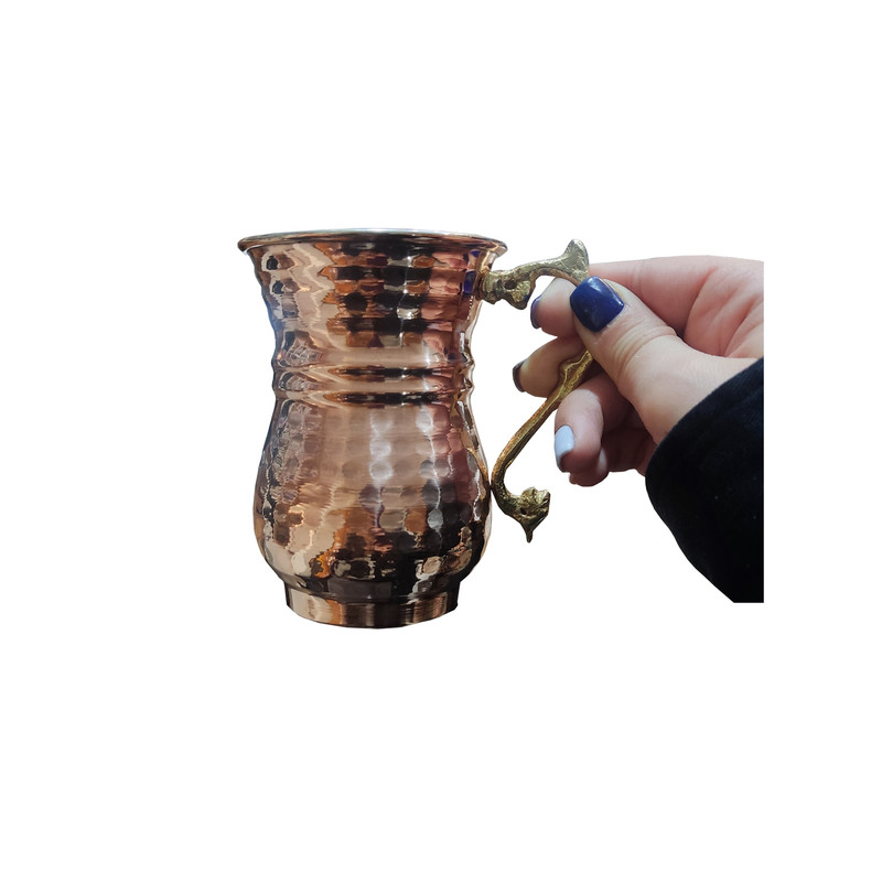 لیوان مسی طرح لاله دسته برنجی