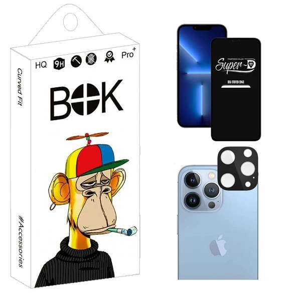 محافظ صفحه نمایش بوک مدل Clear SuperD مناسب برای گوشی موبایل اپل iPhone 13 Pro به همراه محافظ لنز دوربین