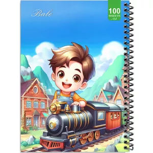 دفتر نقاشی 100 برگ بله مدل رحلی طرح فانتزی پسرانه راننده قطار کد A4-N443