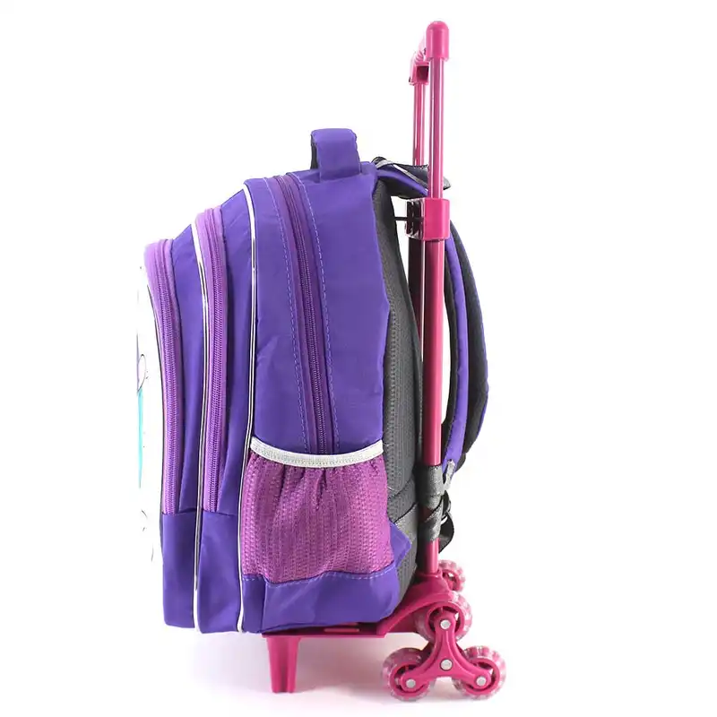 کوله پشتی چرخ دار طرح تک شاخ یونیکورن مدل fay-38-3z به همراه جامدادی