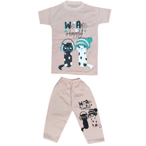 ست تی شرت و شلوارک دخترانه مدل دو گربه کد 30