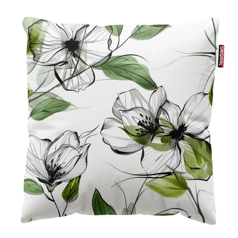 کوسن پاد آفرین مدل مینیمال طرح گل و برگ کد PK403256 سایز 40*40 سانتی متر