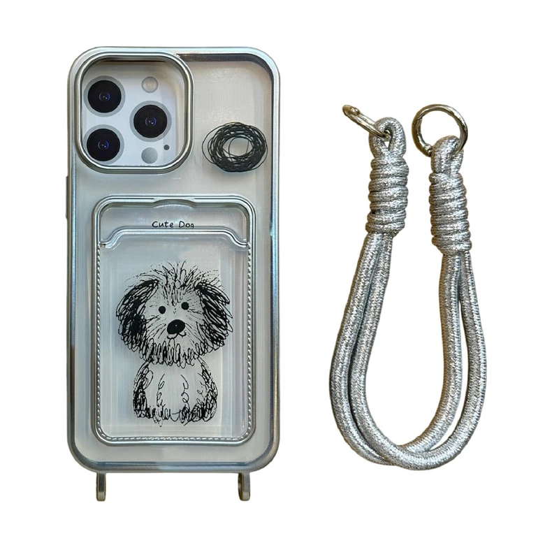 کاور هایکول مدل Cute Dog مناسب برای گوشی موبایل اپل iPhone 15 pro به همراه بند اویز