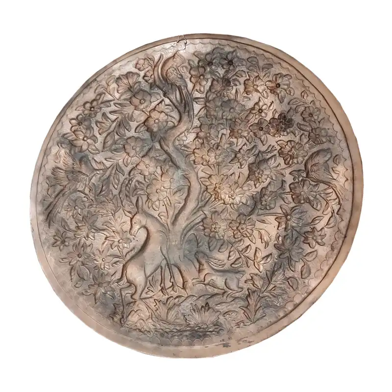 سینی قلمزنی مدل آهوان پریشان کد 001