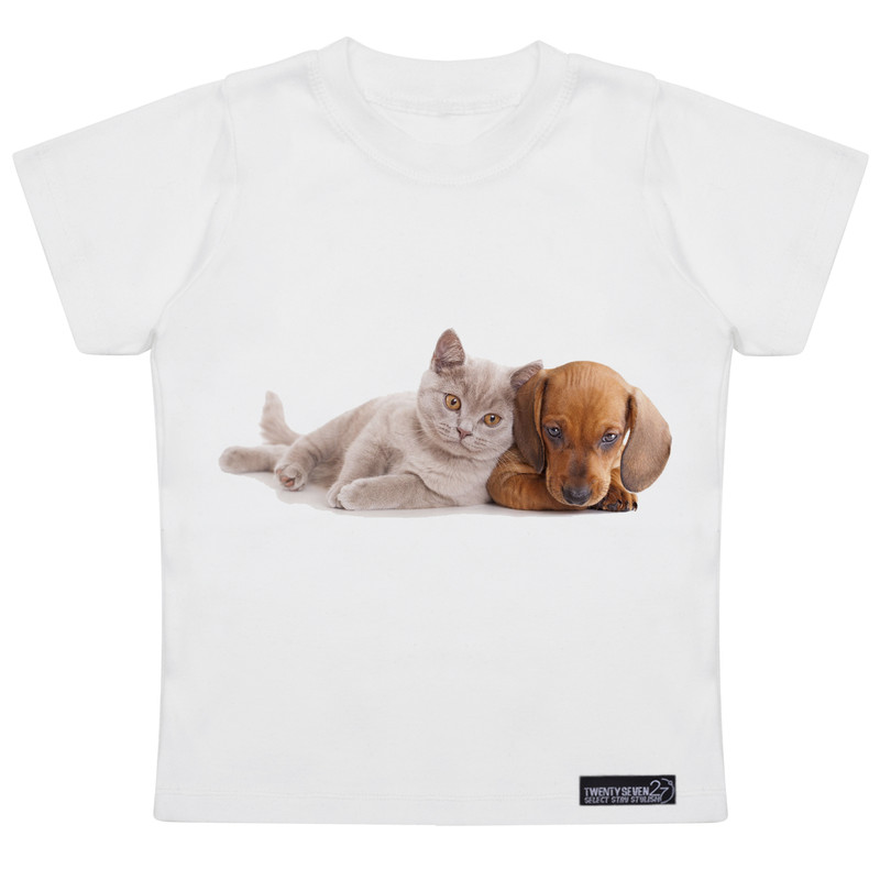 تی شرت آستین کوتاه پسرانه 27 مدل Cat Dog Pet Sitting کد MH924