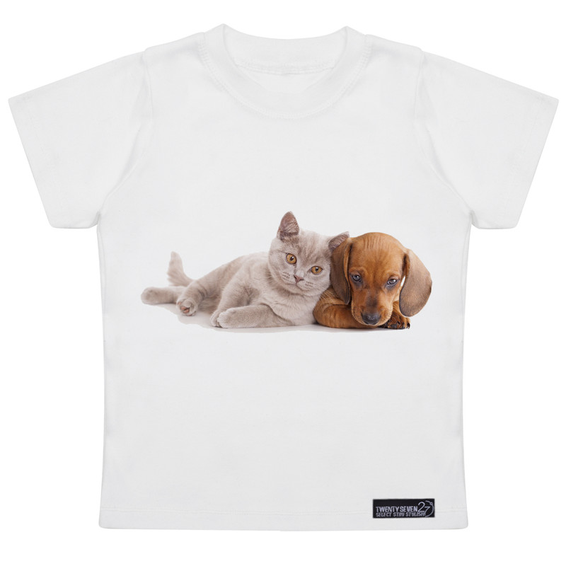 تی شرت آستین کوتاه دخترانه 27 مدل Cat Dog Pet Sitting کد MH924