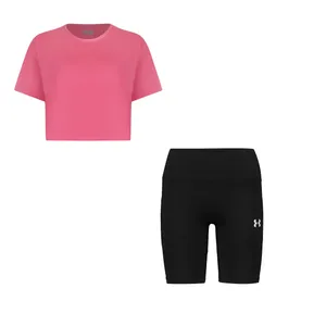 ست کراپ تی شرت و شلوارک ورزشی زنانه مدل 56-69