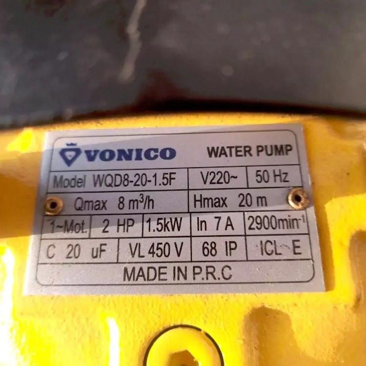 پمپ لجن کش ونیکو مدل WQD8-20-0.75F پمپ لجن کش ونیکو مدل WQD8-20-0.75F