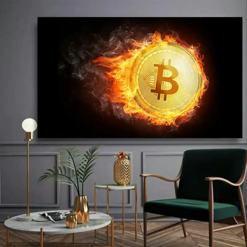پوستر پارچه ای طرح ارز دیجیتال مدل بیت کوین کد SDP9083