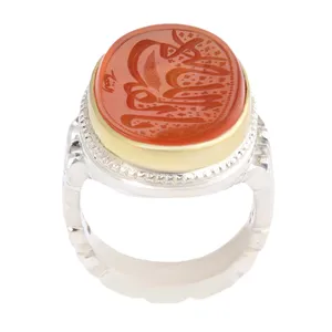 انگشتر نقره مردانه مدل سنگ عقیق یمانی کهنه رکاب دست ساز کد AM_2499