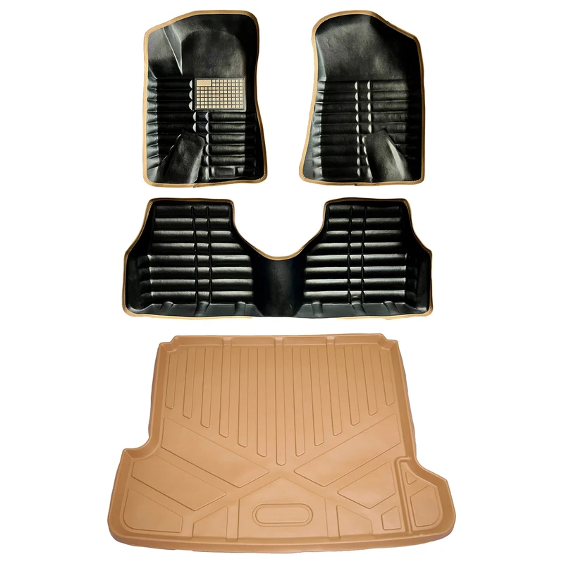 کفپوش سه بعدی خودرو مدل نواردار مناسب برای دنا به همراه کفپوش صندوق