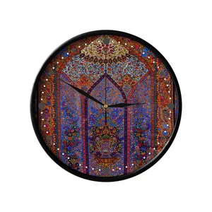 ساعت دیواری مدوپد طرح قالیچه قم محرابی گلدانی مدل C-Ghom125