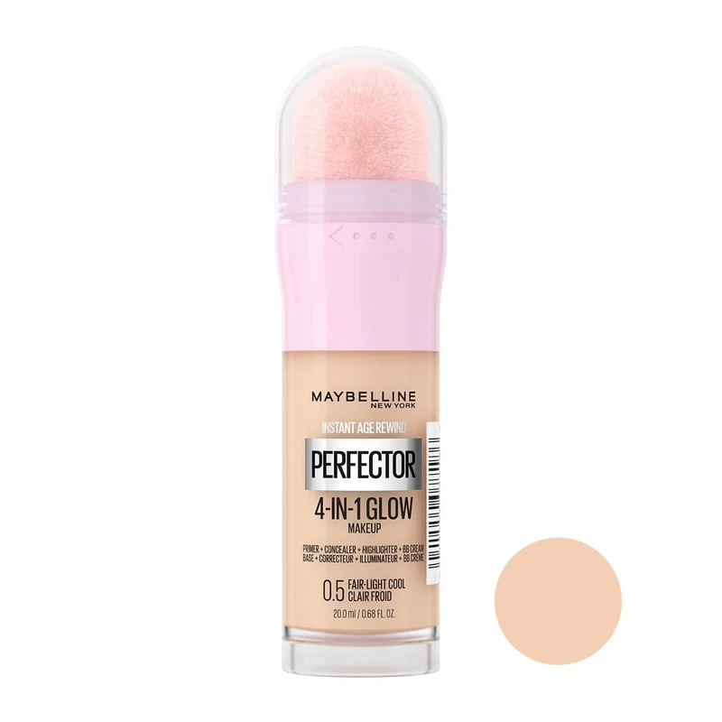 کرم پودر مایع میبلین مدل Perfector شماره 0.5 مناسب برای انواع پوست حجم 20 میلی لیتر