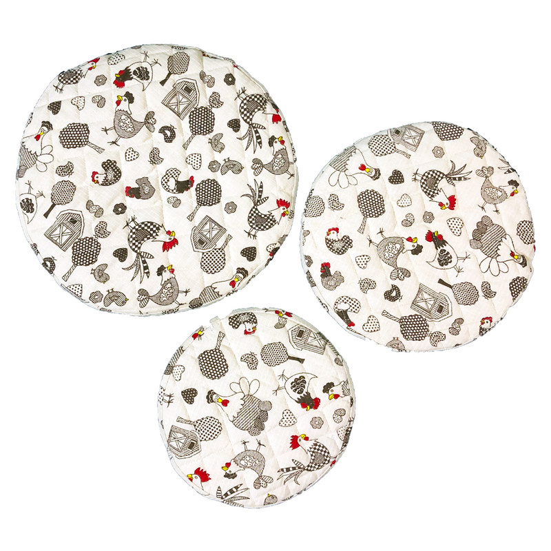 ست دمکنی 3 تکه صبا طرح مرغ و خروس کد 153