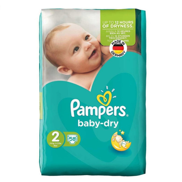  پوشک کودک پمپرز مدل New baby dry سایز 2 بسته 58 عددی
