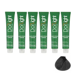 رنگ مو دور لایت شماره 1.0 حجم 100 میلی‌لیتر رنگ مشکی مجموعه شش عددی